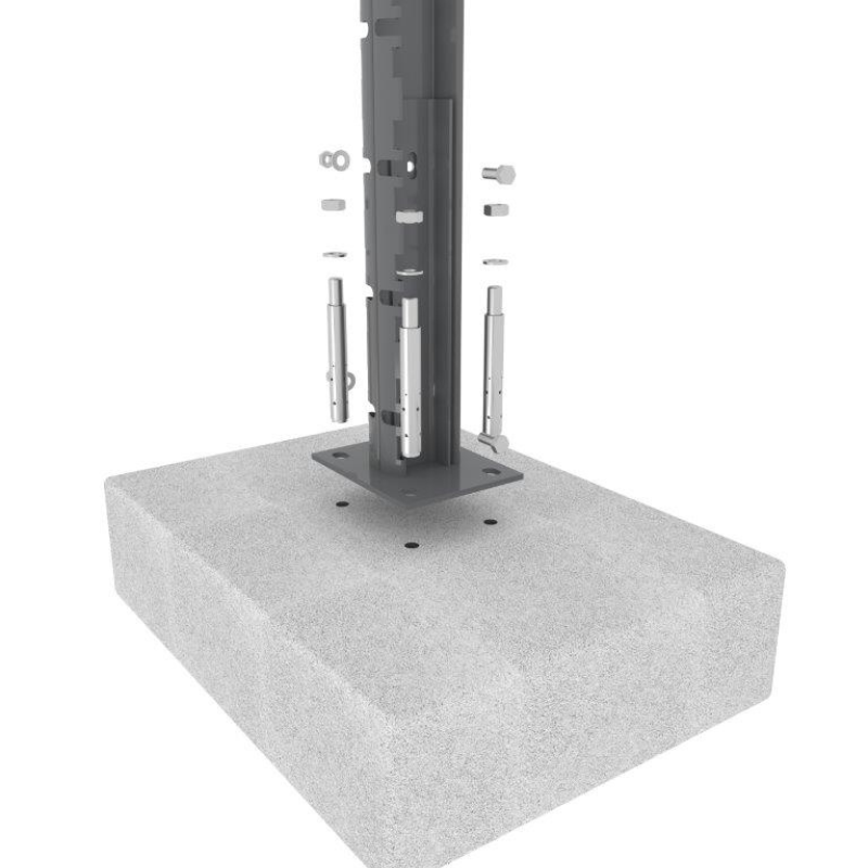 PROFENCE Anthracite, Poteau clôture à platine & encoches [H 1.03 m]