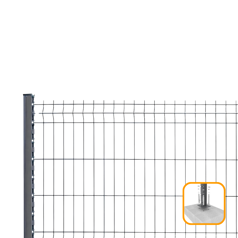 PROFENCE Anthracite, Clôture rigide à platine & encoches, [H 1.03 m]
