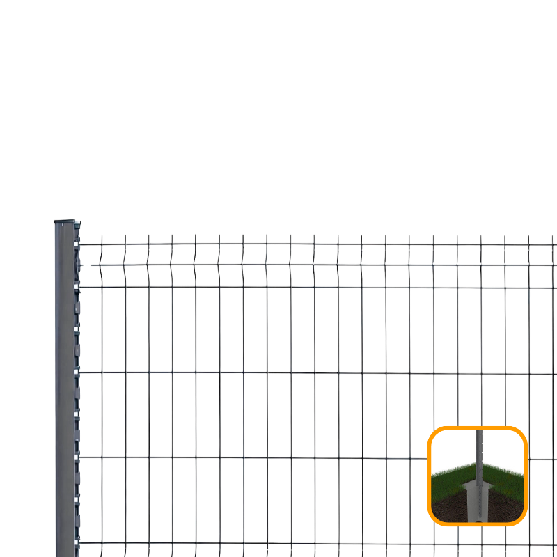 PROFENCE Anthracite, Clôture rigide à sceller & encoches, [H 1.03 m]