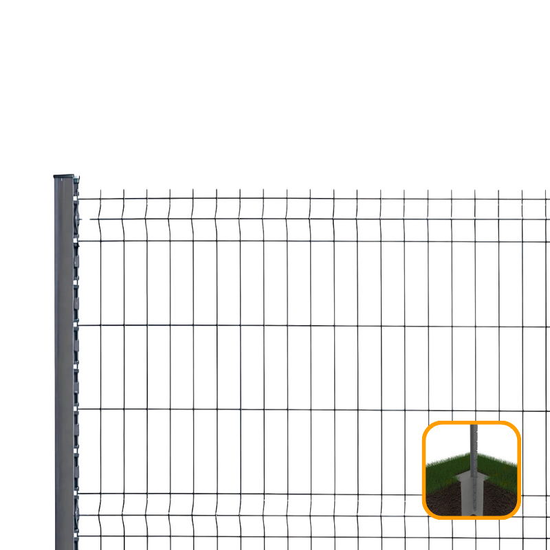 PROFENCE Anthracite, Clôture rigide à sceller & encoches, [H 1.23 m]