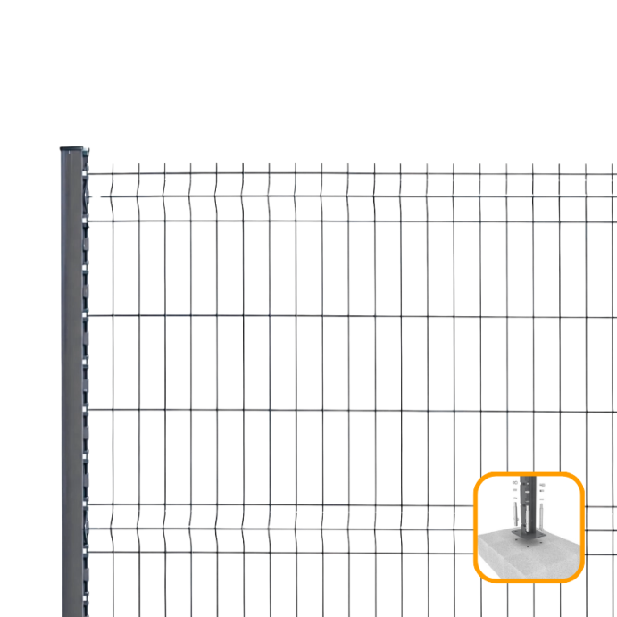 PROFENCE Anthracite, Clôture rigide à platine & encoches, [H 1.53 m]