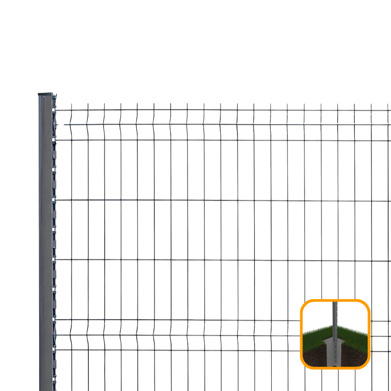 PROFENCE Anthracite, Clôture rigide à sceller & encoches, [H 1.53 m]