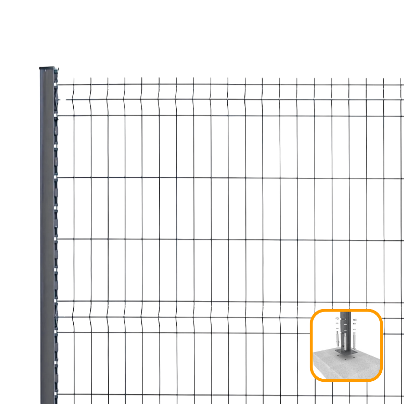 PROFENCE Anthracite, Clôture rigide à platine & encoches, [H 1.73 m]