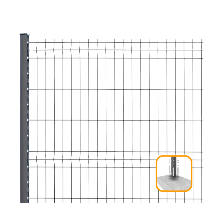 PROFENCE Anthracite, Clôture rigide à platine & encoches, [H 1.73 m]