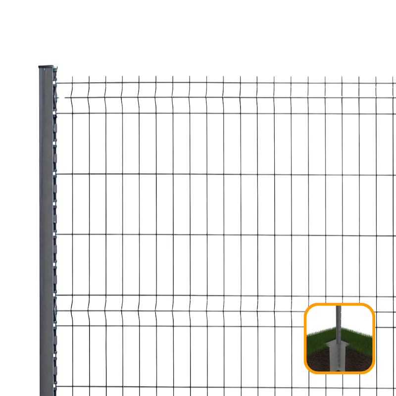 PROFENCE Anthracite, Clôture rigide à sceller & encoches, [H 1.73 m]