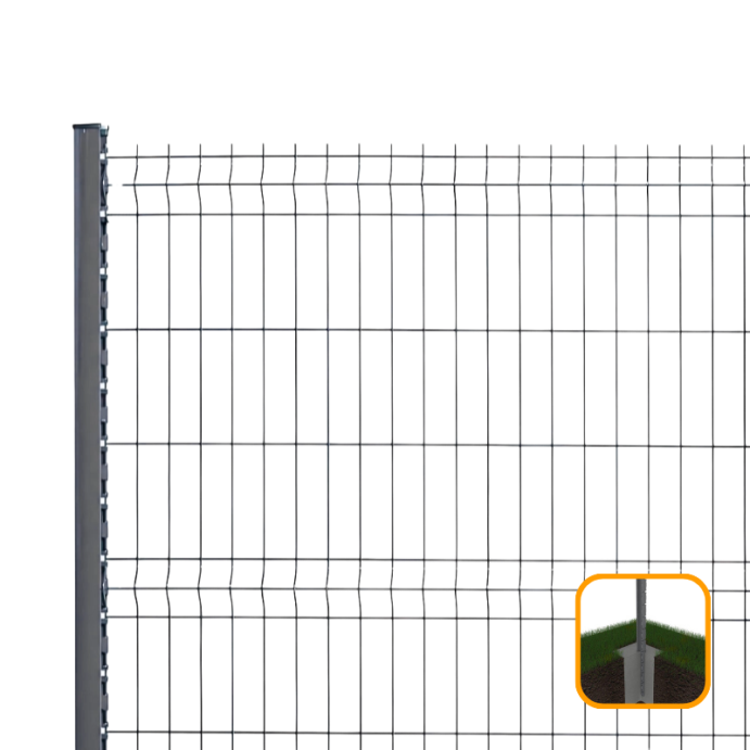 PROFENCE Anthracite, Clôture rigide à sceller & encoches, [H 1.73 m]