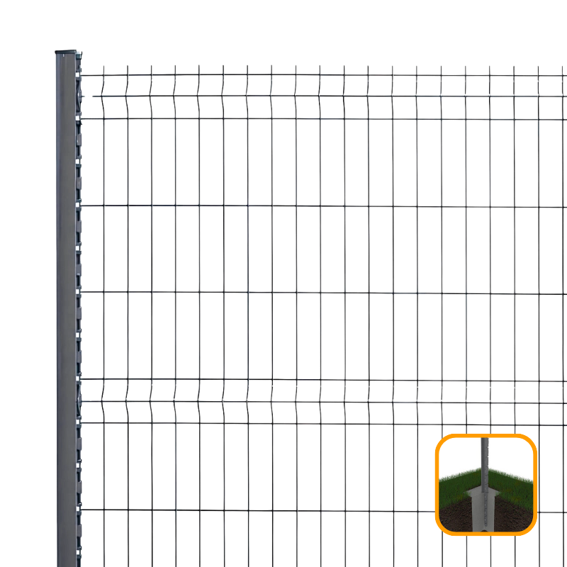 PROFENCE Anthracite, Clôture rigide à sceller & encoches, [H 1.93 m]