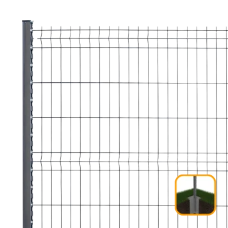 PROFENCE Anthracite, Clôture rigide à sceller & encoches, [H 1.93 m]