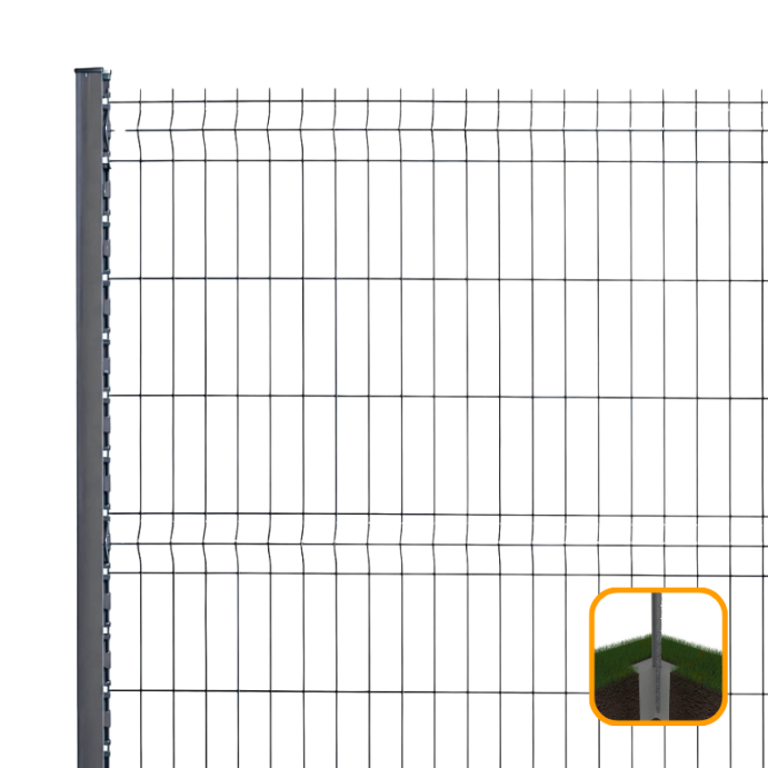 PROFENCE Anthracite, Clôture rigide à sceller & encoches, [H 1.93 m]