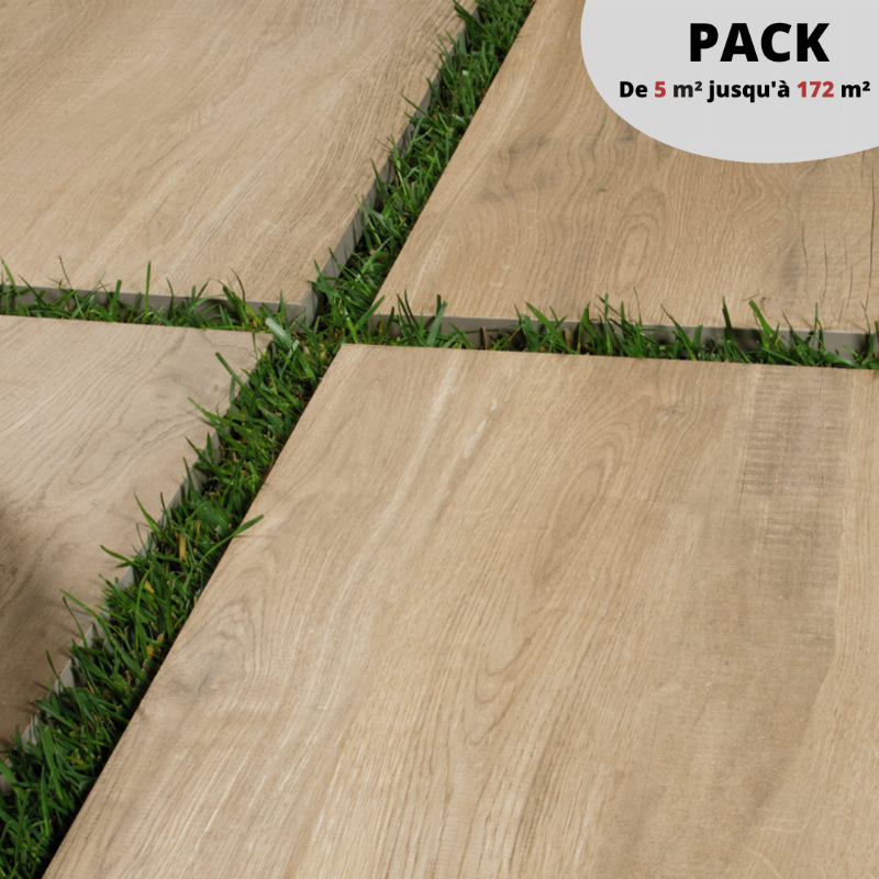 PACK Dalles 20 mm sur plots 62 m² / AEQUA Silva 40x120 cm
