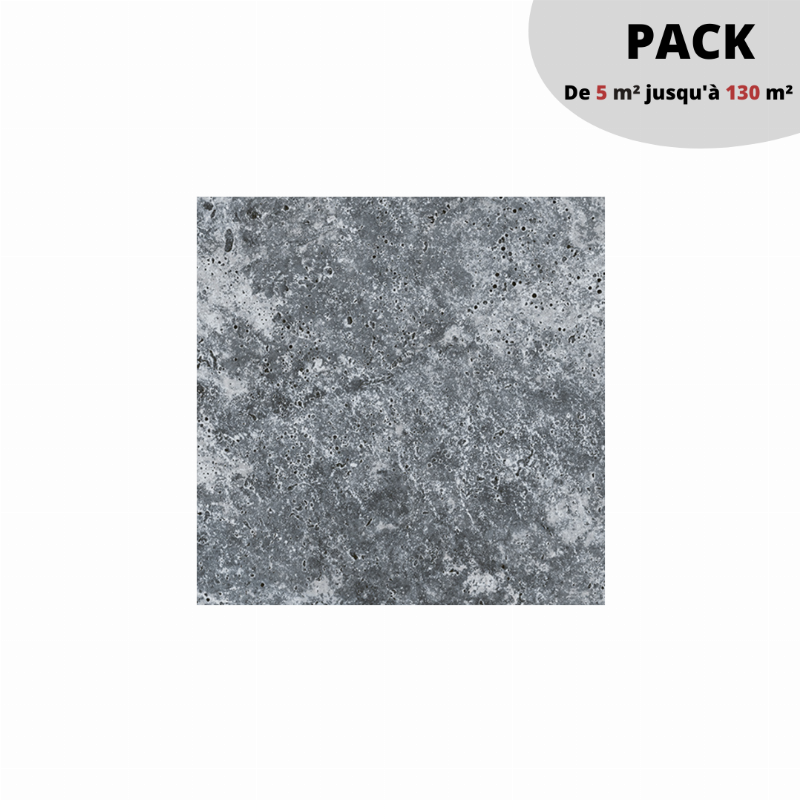 PACK Dalles 20 mm sur plots 18 m² / TRAVERTIN Silver 60x60 cm