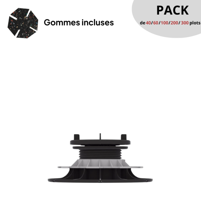 PACK 200 plots autonivelants JOUPLAST H 65-95 mm pour Dalles