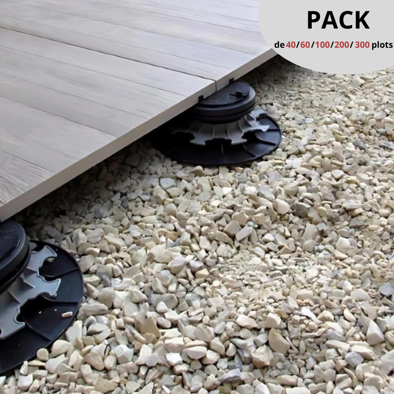 PACK 200 plots autonivelants JOUPLAST H 65-95 mm pour Dalles