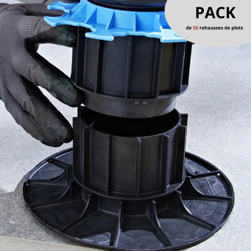PACK 50 réhausses pour plots Dalle ou Lambourde JOUPLAST / H 60 mm
