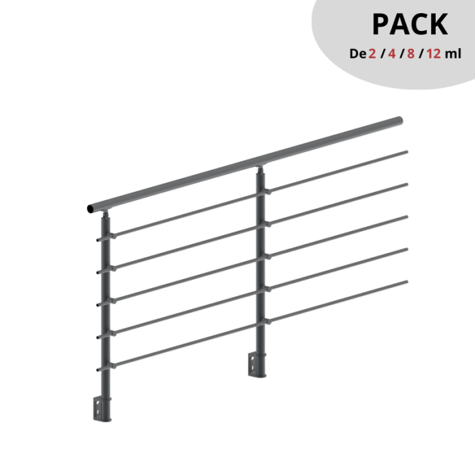 SECO Anthracite, PACK Garde-Corps 2 ml, fixation latérale