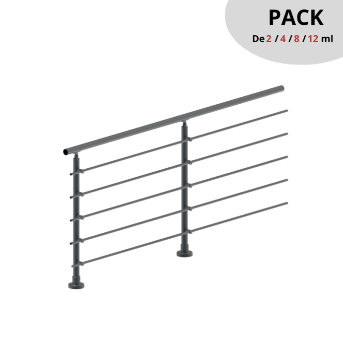 SECO Anthracite, PACK Garde-Corps 2 ml, fixation à plat SECO Anthracite, PACK Garde-Corps 2 ml, fixation à plat