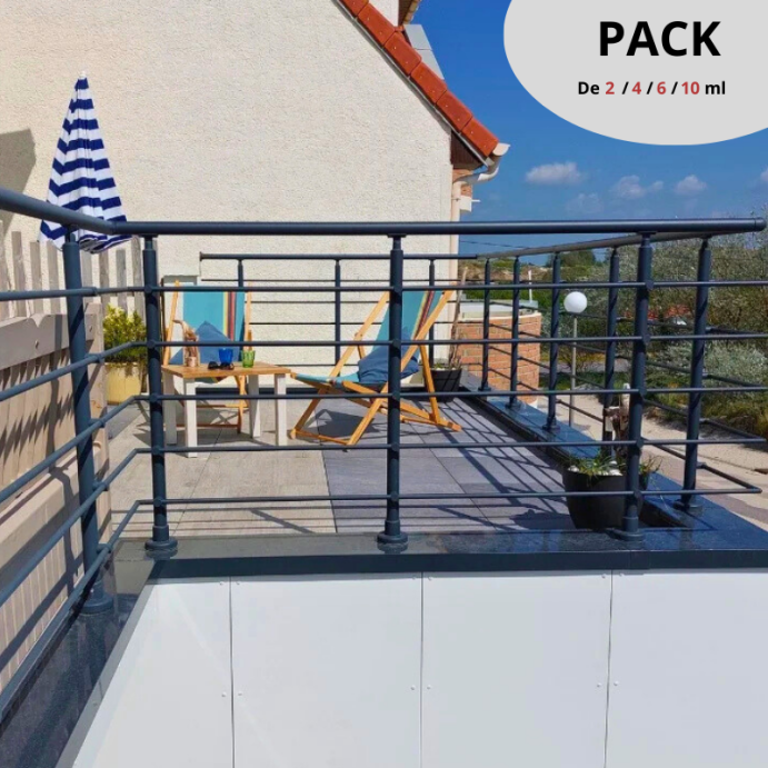 SECO Anthracite, PACK Garde-Corps 2 ml, fixation à plat SECO Anthracite, PACK Garde-Corps 2 ml, fixation à plat