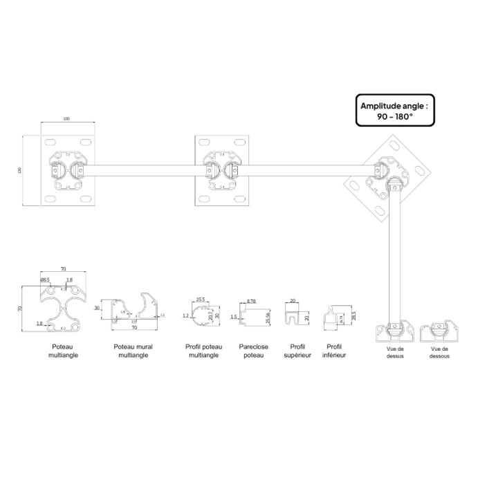 MCFENCE Anthracite, Poteau clôture multiangle à sceller [H 0.95m]