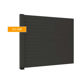 F60 Anthracite, Côture aluminium pleine [L 2.0 x H 1.5 m]