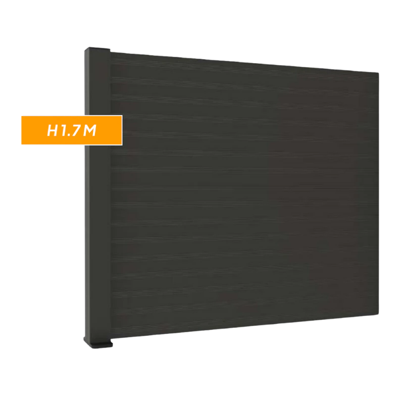 F60 Anthracite, Clôture aluminium pleine [L 2.0 x H 1.7 m]