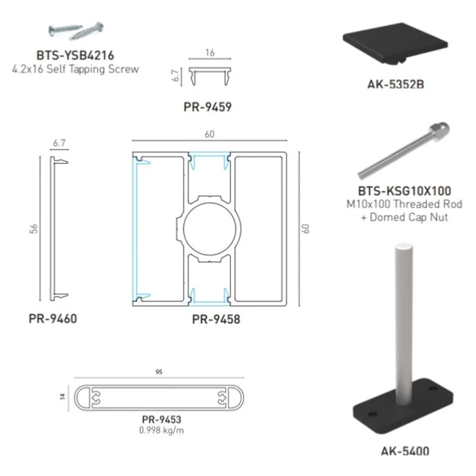 F60 Anthracite, Clôture aluminium pleine [H 1.7 m]