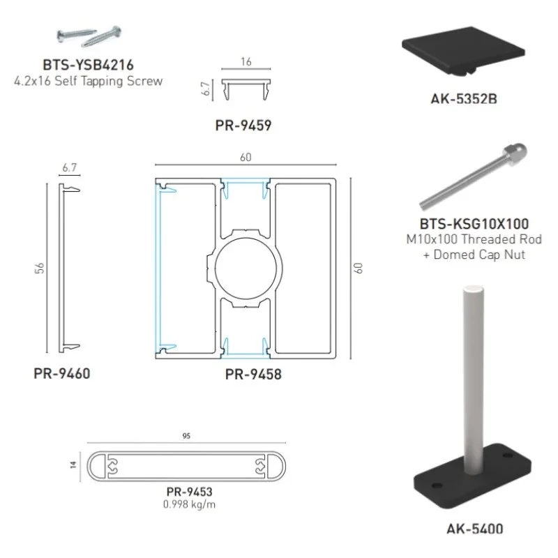 F60 Anthracite, Clôture aluminium pleine [H 1.7 m]