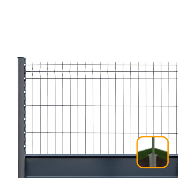 PROFENCE Anthracite, H 1.23 m|à sceller,Clôture rigide & soubassement