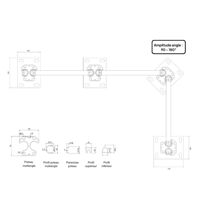 MCFENCE Anthracite, Clôture aluminium persienne à platine [H 1.55 m]