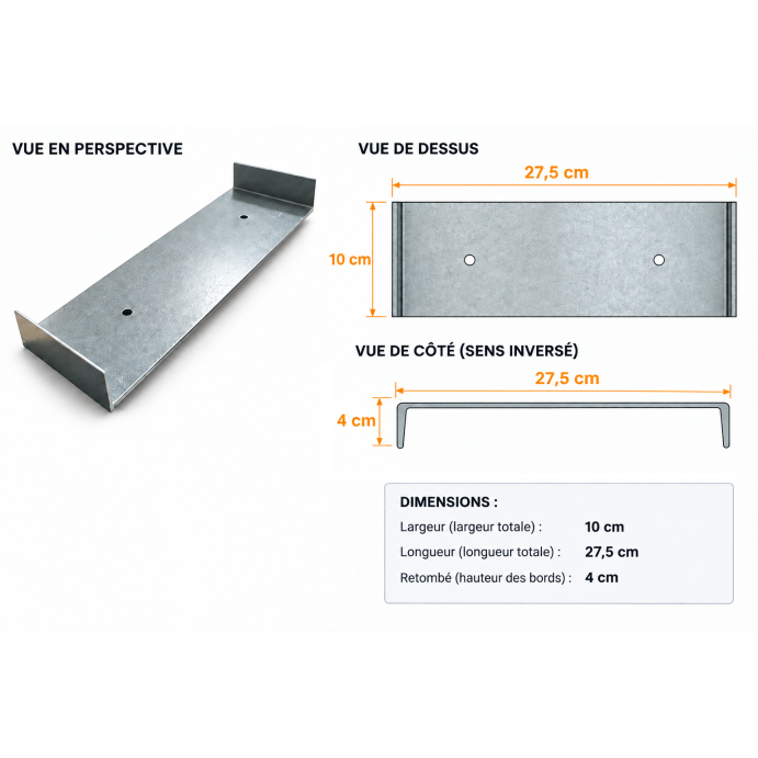 Image technique Patte de fixation pour couvertine en acier