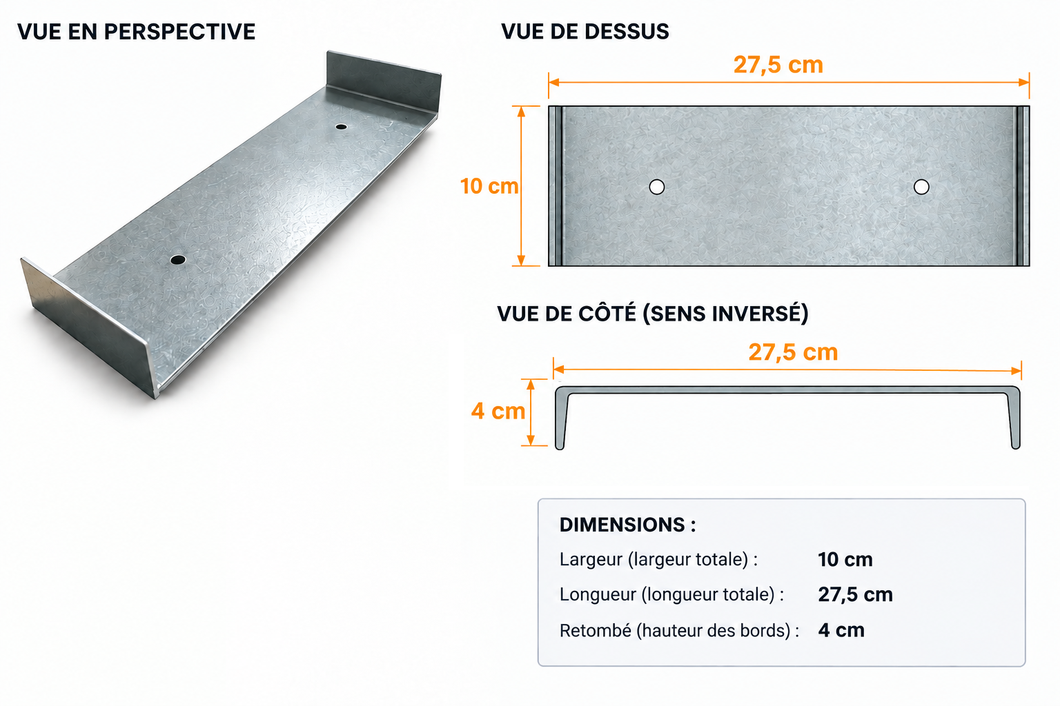 Image technique Patte de fixation pour couvertine en acier