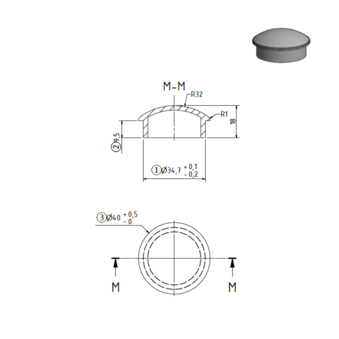 SECO Anthracite, Embout de finition Ø40 mm SECO Anthracite, Embout de finition Ø40 mm