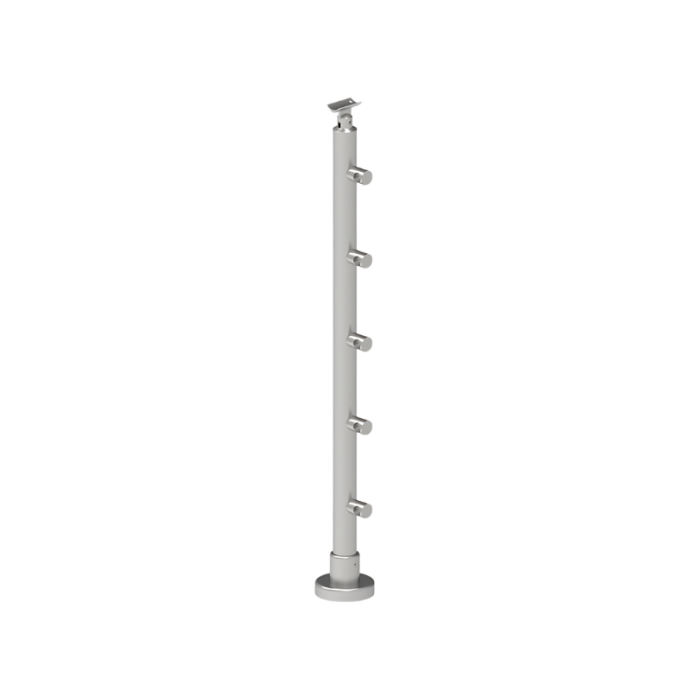 SECO Gris Inox, Poteau prémonté en fixation à plat SECO Gris Inox, Poteau prémonté en fixation à plat