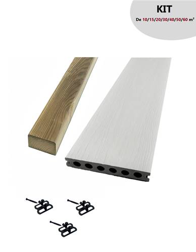 SUPRADECK - Terrasse Composite 22x140 mm - Blanc - Kit complet 50m²