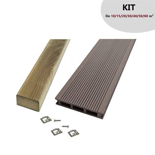 PRO XTREM - Terrasse Composite 26X140 - CHOCOLAT - Kit complet 50m²